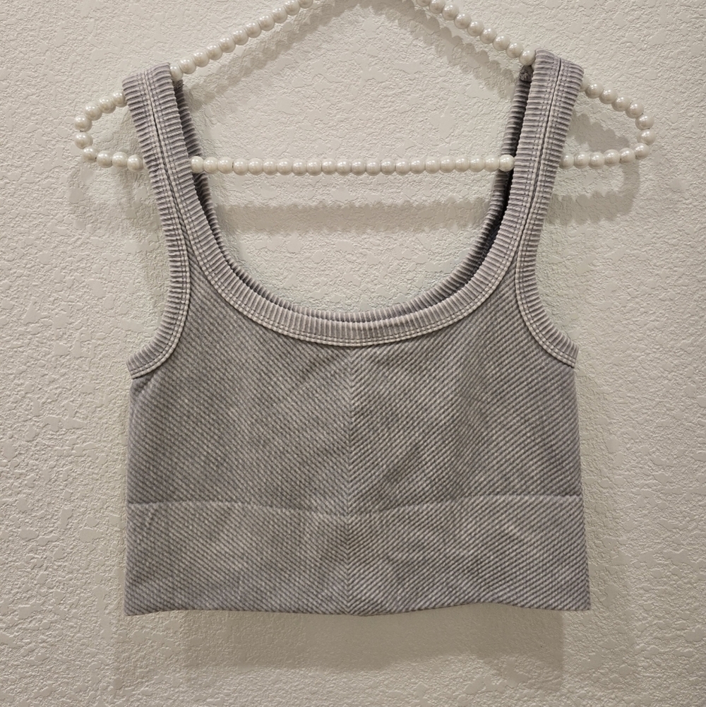 Nikibiki Vintage Cool Grey Cropped Chevron Tank One Size - Picture 5 of 5